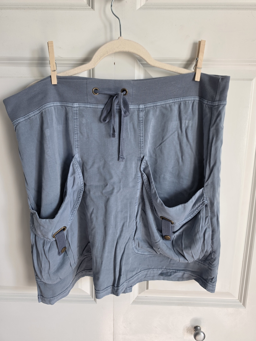 NWOT Twill Shirley Mini Casual Drawstring Cargo Pocket blue denim Skirt - Picture 4 of 7